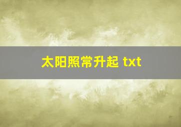 太阳照常升起 txt